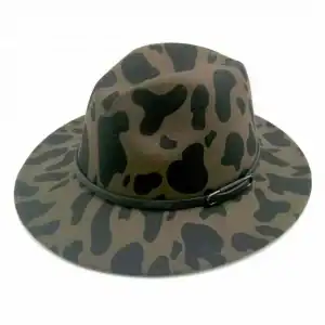 New - Cow Pattern Black Fedora Hat