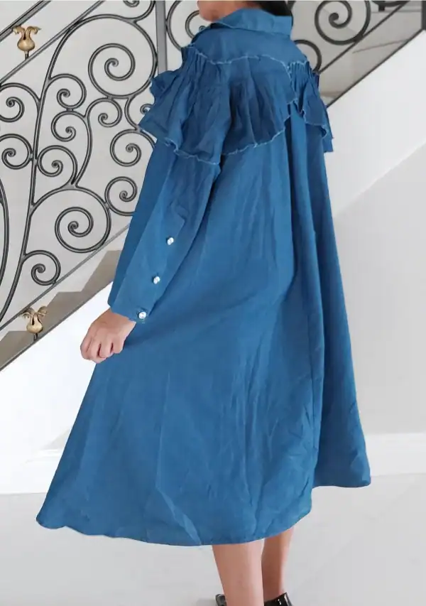 New - Denim Swing Dress with Blue (One Size = O/S) - Image 2