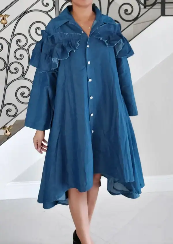 New - Denim Swing Dress with Blue (One Size = O/S)