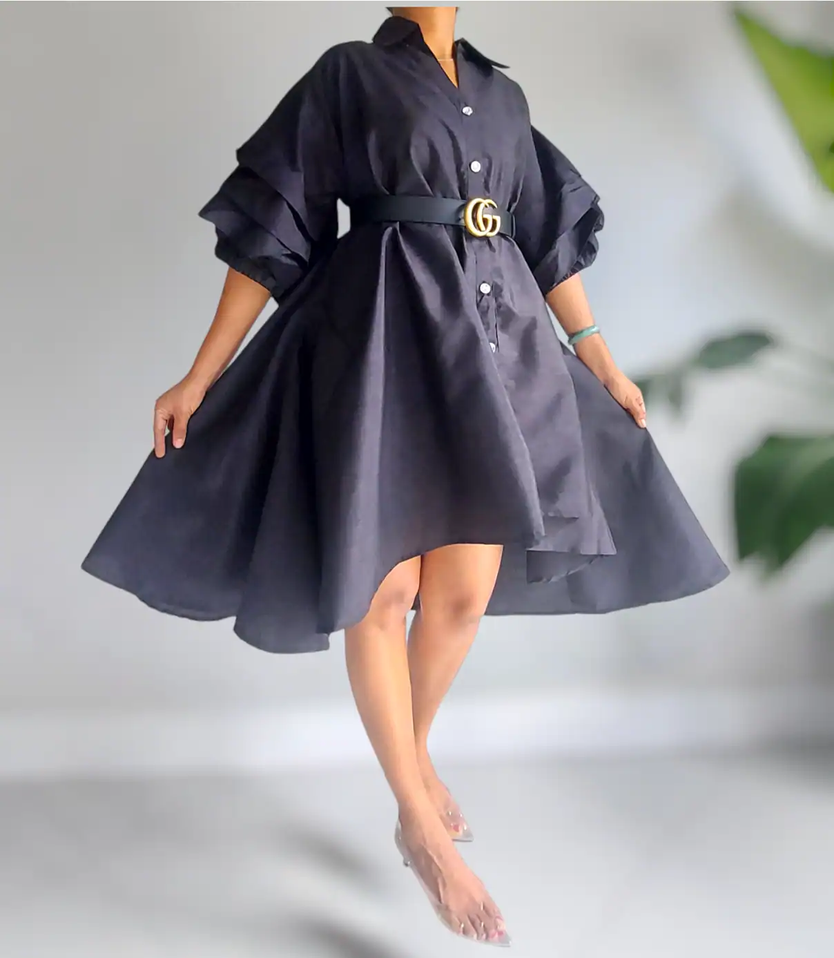 New – Black Hi-Low Shirt/Dress – O/S