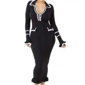 New - Fashion Maxi Knit Black Dress (2 Size Selection - M or XL)
