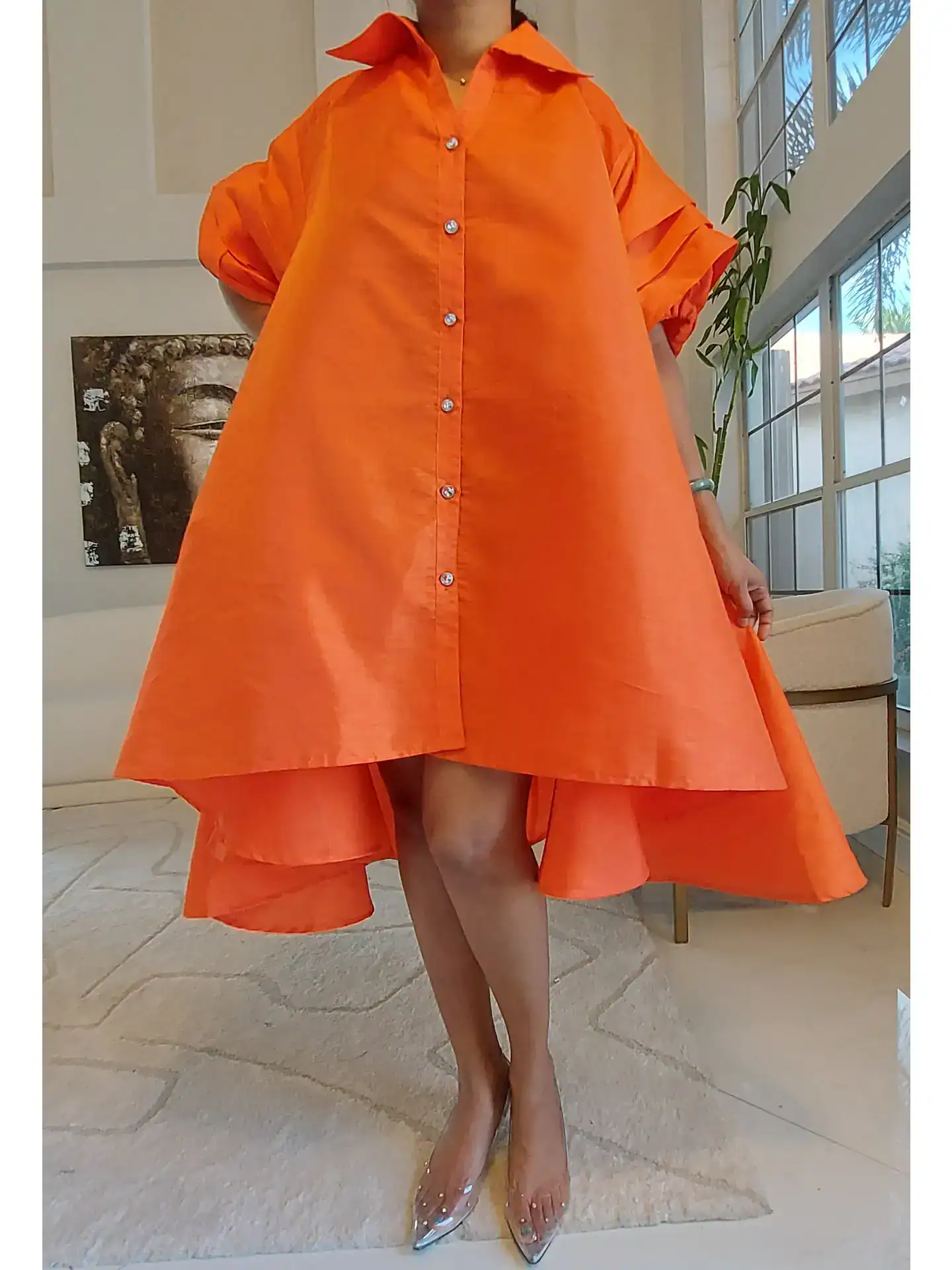 New – Orange Hi/Low Shirt/Dress (O/S)