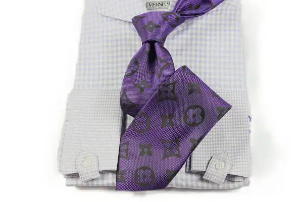New - Designer Purple LV Tie w/ Hanky