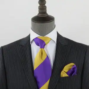 New - Designer Striped (Purple/Gold) Tie w/hanky