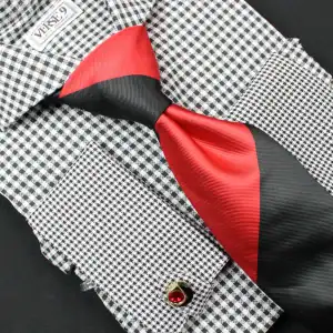 New - Designer Stripe Red/Black Tie