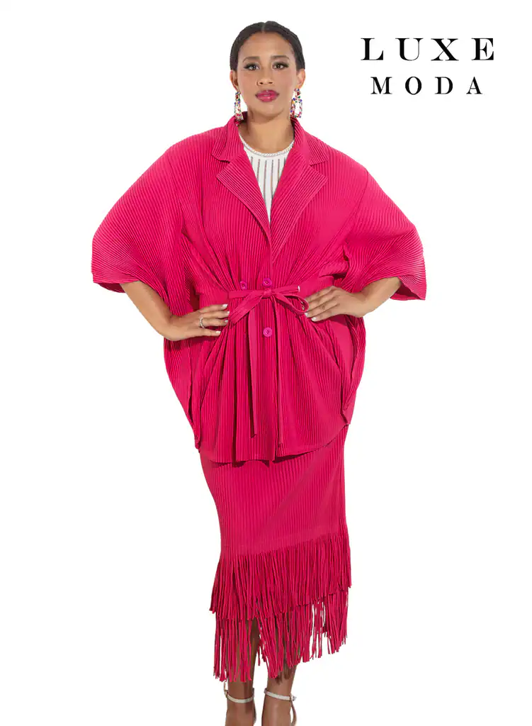 New – Luxe Moda 2 PC Fuchsia Skirt Set (2 Size Selection)