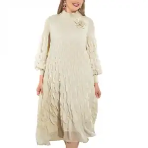 New - Luxe Moda Beige/Taupe Bouncy Flow Dress (2 Size Selection) - Awesome