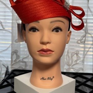 New - Burgundy or Orange Double Bow Fascinator (Color Color)