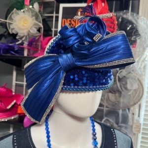 New - Royal Blue Crushed Fascinator - Lovely