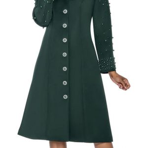 New- Designer Olive/Emerald Green Pearl Embellished Dress Size 10