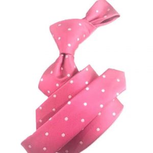 Designer Pink Polka Dot Tie w/hanky