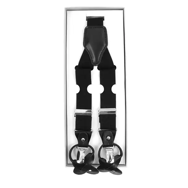 Men – Black Convertible Button Strap/Clip-On Suspenders (Contact Us for Colors Available)