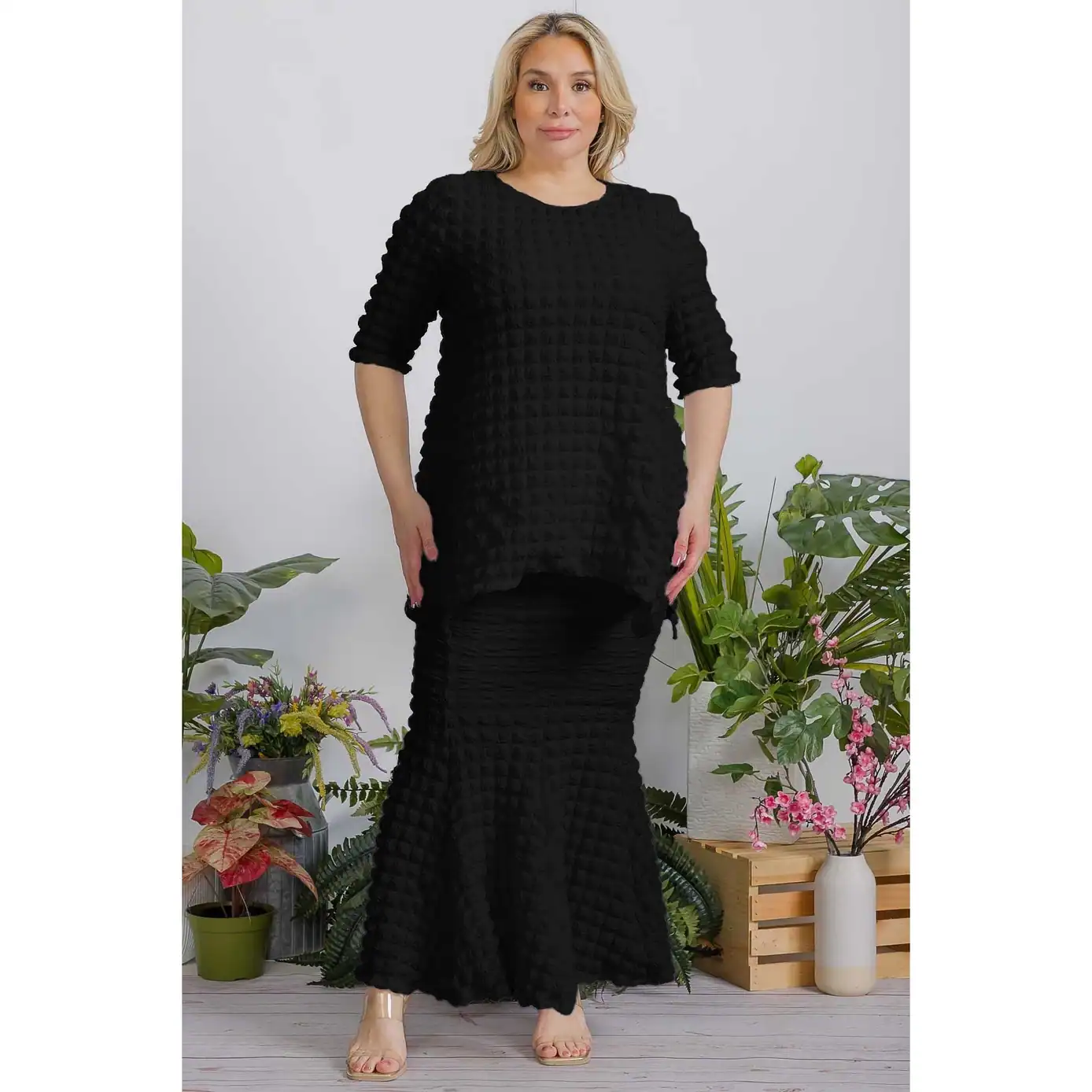 New – Black 2pc Popcorn Skirt (3 Size Selection) Year Round Wear