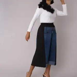 New - Pleated Panel Denim Culottes (Size Selection) L, XL, 1X