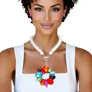 New - Multi-Colored Pearl Stone Necklace