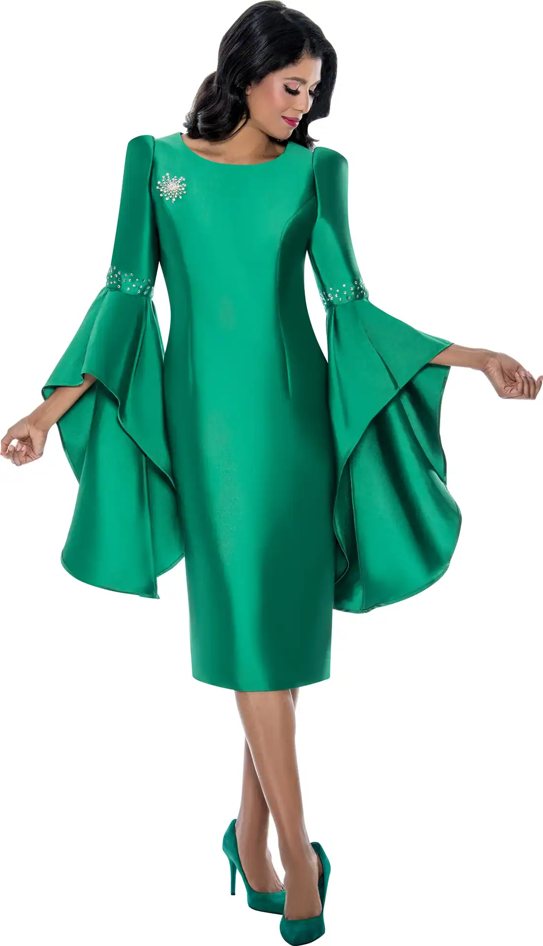 New – Designer Dramatic Bell Sleeve Dress (Size 12)