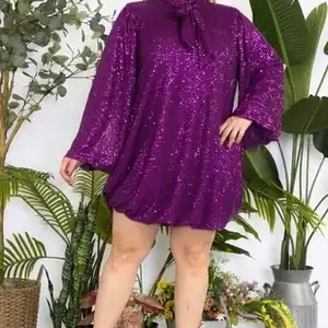 New - Designer Purple Sequin Tie Dress (Large)