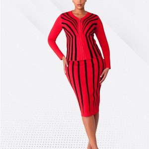 New - Kayla 2pc Knit Red/Black Size 18