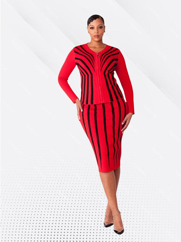 New – Kayla 2pc Knit Red/Black Size 18