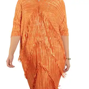 New _ Luxe Moda Fringe Dress (2 Colors - Orange/Gold & Black and Gold) = See Selections/Sizes