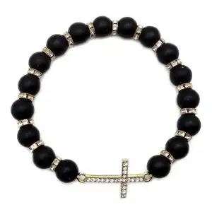 New - Rhinestone Cross Stretch Beads Bracelet