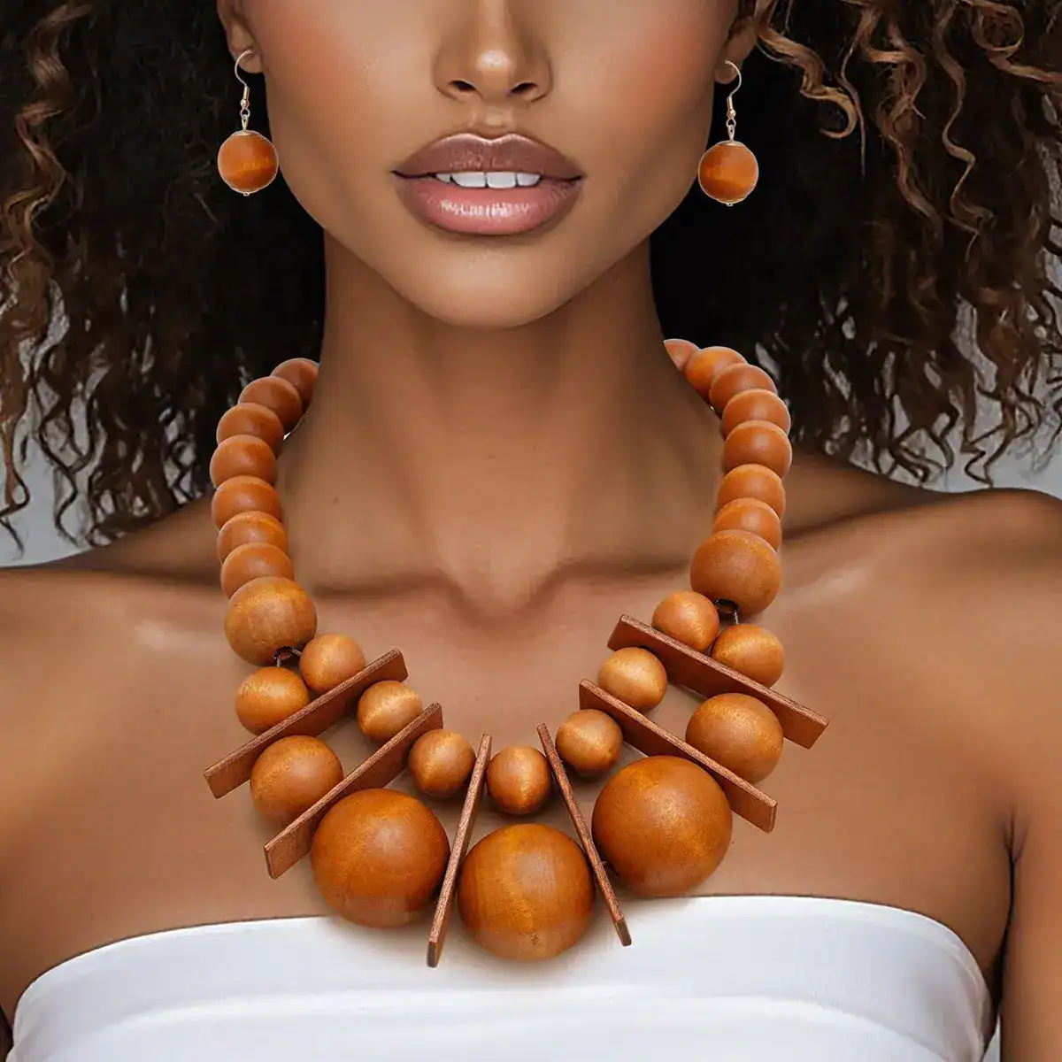 New – Designer Bib Chunky Brown Wood Necklace – I love this