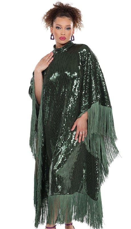 New – Designer Fringe Dress Green (Size Small)