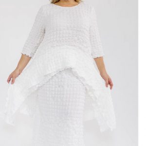 New - Beautiful Popcorn 2pc Skirt-set (Light White) 3 (Size Selection) Only 1X & 2X available