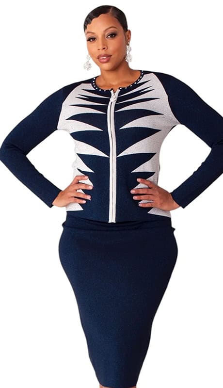 New- Designer Knit Navy/Silver 2pc (Size 20)