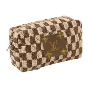New - Brown Upcycled LV Travel Pouch