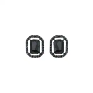 New - Octagon Rhinestone w/ Halo Stud Earrings (3 Color Selection - Black, Red, AB)