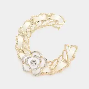 New - Gold and White Pin Brooch