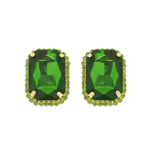 New - Rhinestone Octagon Crystal w/ Halo Stud Earrings (3 Color Selection)