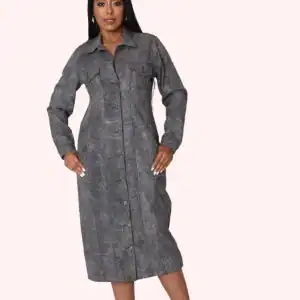 New - Designer Crystal Embellished Denim Button-Down Dress - 3 Size Selection (XL, 1X, 2X)
