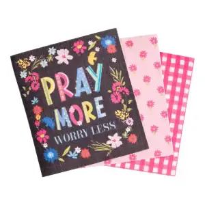New - Designer Dishcloth (Pray More - Worry Less)  - CONTACT shop for other SAYINGS