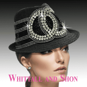 New - Designer Fedora Black and Bling