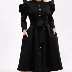 New - Designer 10 Button Black Light Scuba Dress (S,M, L, XL Size Selection)