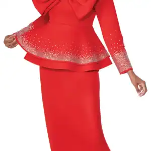 New - Designer Red Bow Embellished Skirt Set - Size 16W