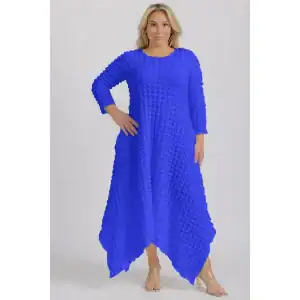 New - Designer Blue Regular Size Popcorn Handkerchief Dress (4 Size Selection - S-XL) -