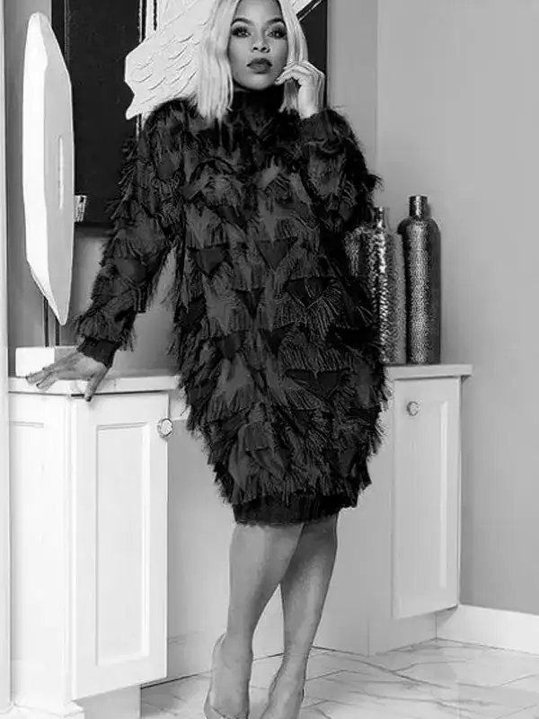 New – Designer One Size – Feather Shirt or Black Dress
