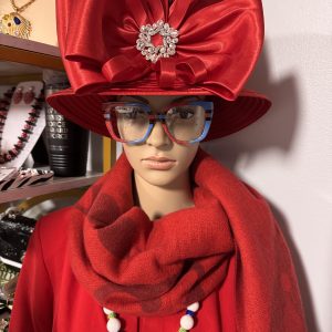 New - Designer Red Netted Hat with Bling