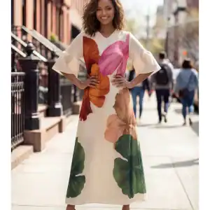 SOLD New - Designer Floral Print Crinkled Dress - XXL