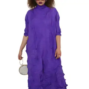 New - Designer One Size Crinkled Travel Friendly Dress (2 Colors - Black & Purple) - One Size - Travel Friendly