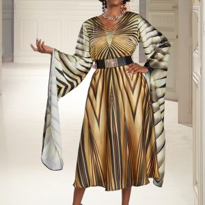 New - Designer Print Flair Sleeve Dress - I love the color!!! Size 24