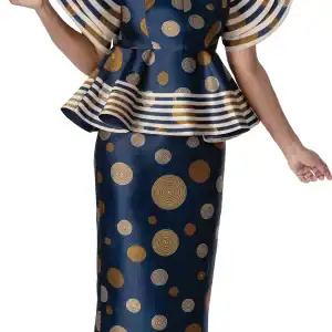 New - Designer 2pc Navy Multi Suit - Pending Size