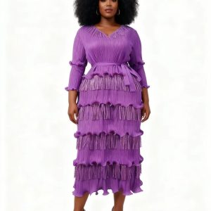 New - Designer Purple and Gold One Size Dress
