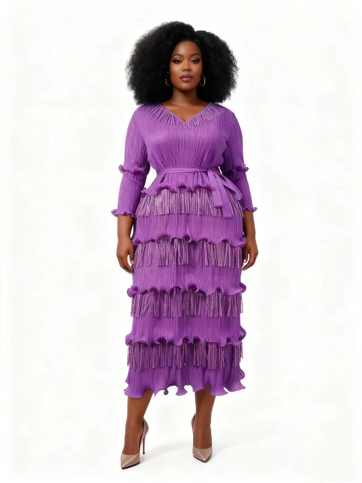 New – Designer Purple and Gold One Size Dress