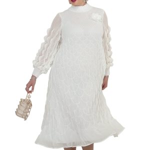 SOLD OUT New - Designer White Dress (Lovely) - (S/M; L/XL; 1X/2X) - Travel Friendly & Wrinkle Free