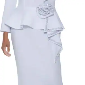 New - White Designer Dress w/Silver Trim (2 Size Selection) 12 & 16W (We can order your size)