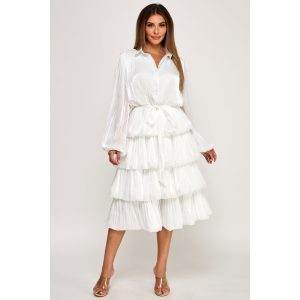 New -Designer  Bubble Tiered Layered Midi Dress (1X-3X)